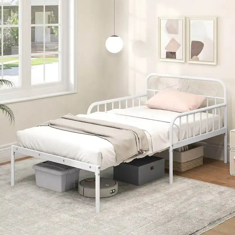 Lit de repos en métal, lit de repos extensible en lit double très résistant