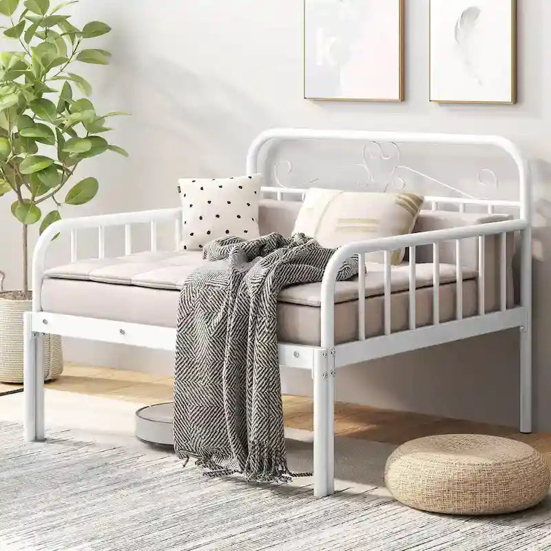Lit de repos en métal, lit de repos extensible en lit double très résistant
