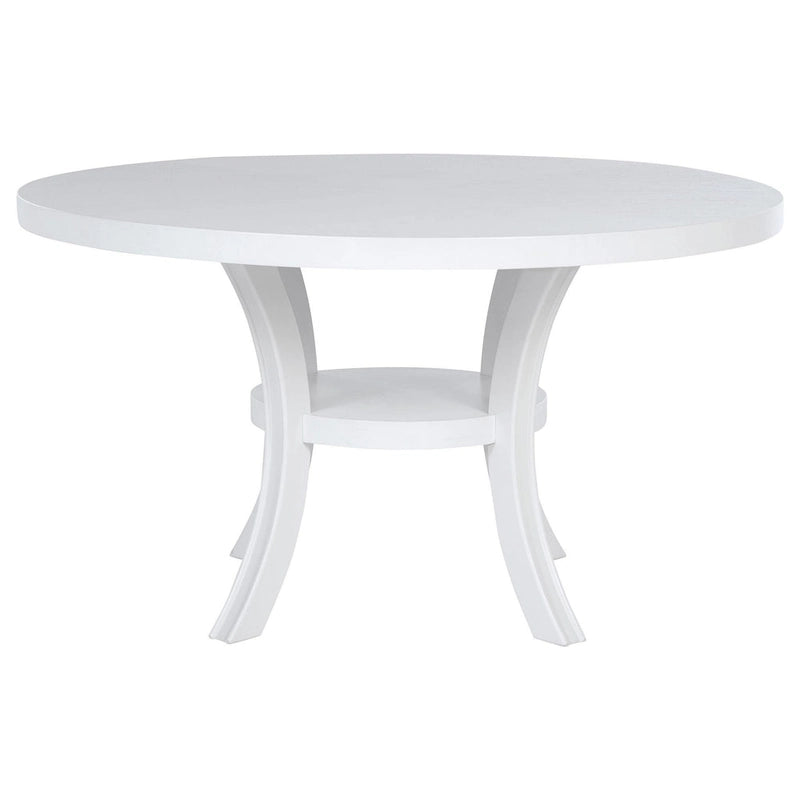 Table à manger ronde avec étagère et pieds évasés