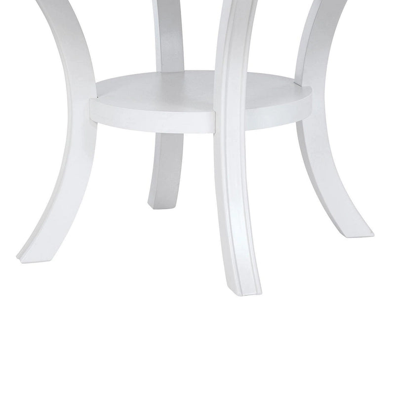 Table à manger ronde avec étagère et pieds évasés