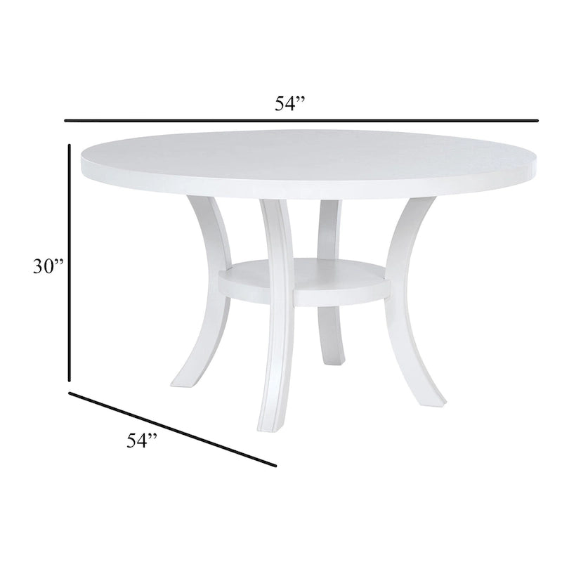 Table à manger ronde avec étagère et pieds évasés