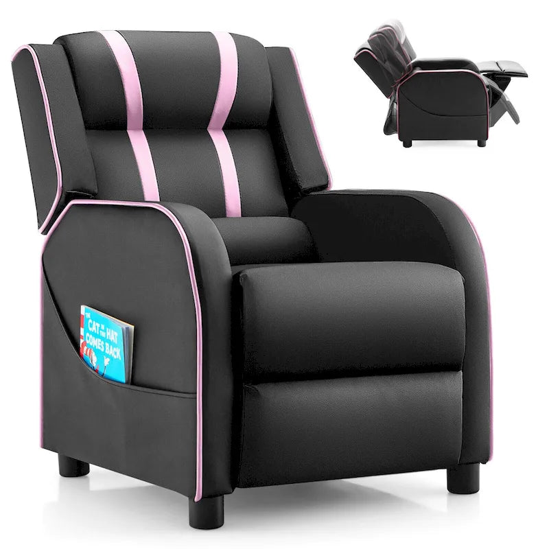 Fauteuil inclinable pour enfants en cuir ergonomique avec repose-pieds