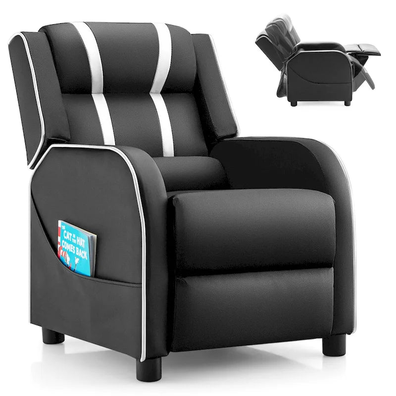 Fauteuil inclinable pour enfants en cuir ergonomique avec repose-pieds