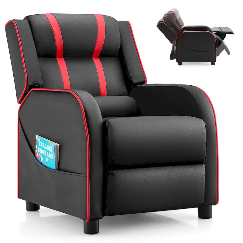 Fauteuil inclinable pour enfants en cuir ergonomique avec repose-pieds