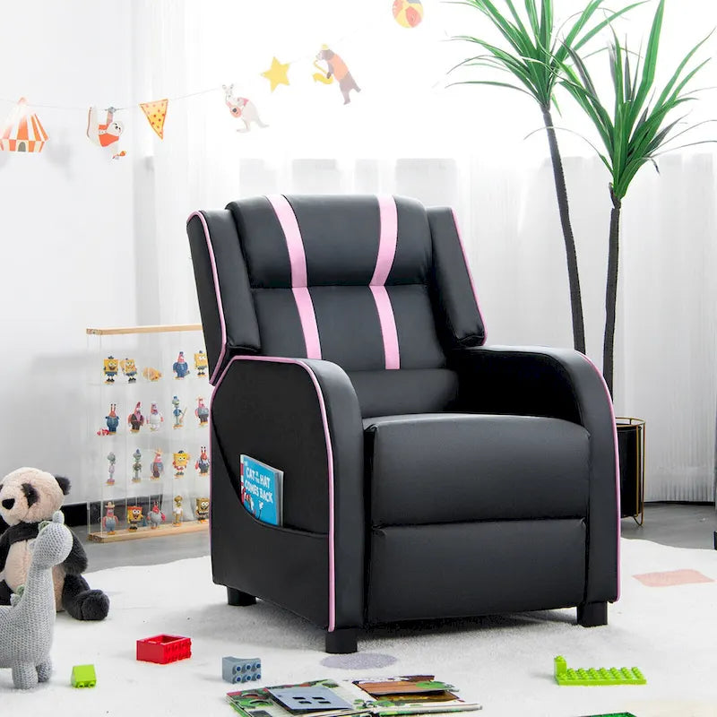 Fauteuil inclinable pour enfants en cuir ergonomique avec repose-pieds
