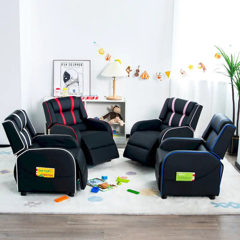 Fauteuil inclinable pour enfants en cuir ergonomique avec repose-pieds