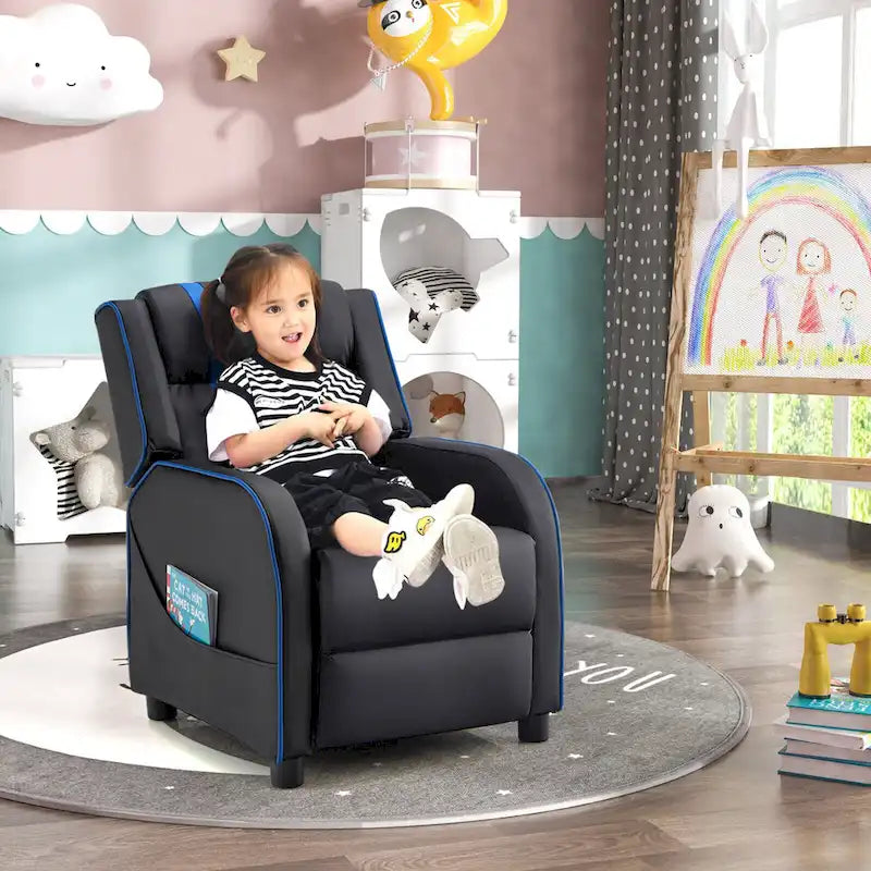 Fauteuil inclinable pour enfants en cuir ergonomique avec repose-pieds