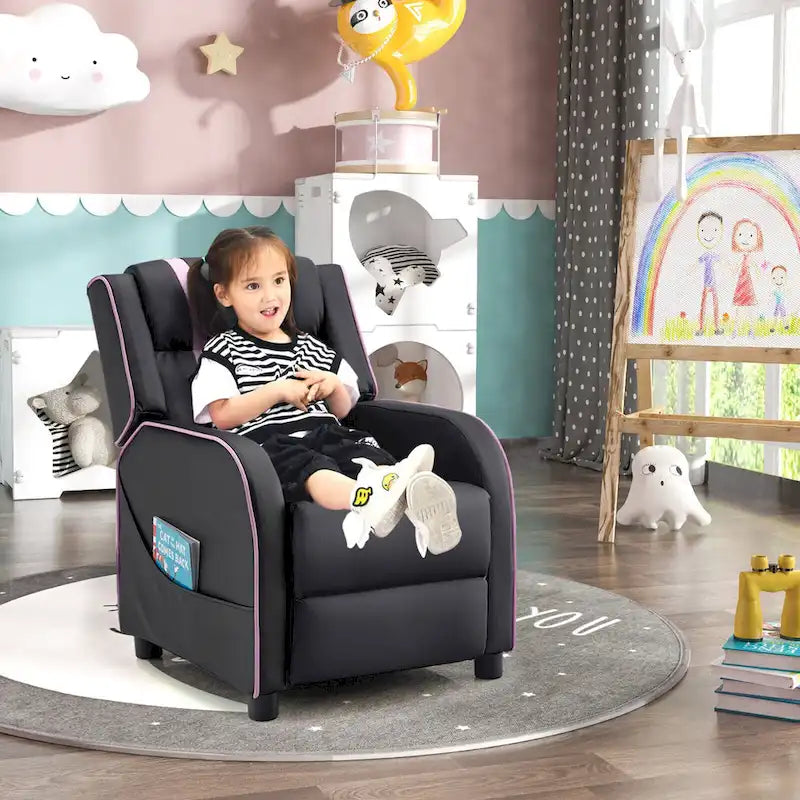 Fauteuil inclinable pour enfants en cuir ergonomique avec repose-pieds
