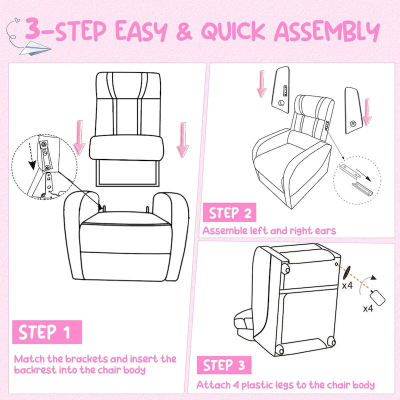 Fauteuil inclinable pour enfants en cuir ergonomique avec repose-pieds