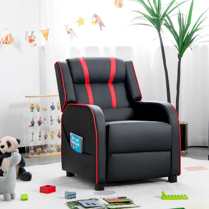 Fauteuil inclinable pour enfants en cuir ergonomique avec repose-pieds