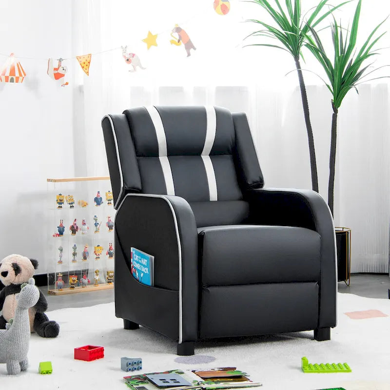Fauteuil inclinable pour enfants en cuir ergonomique avec repose-pieds