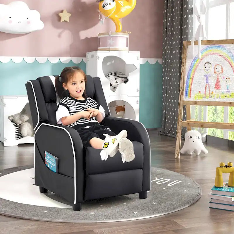Fauteuil inclinable pour enfants en cuir ergonomique avec repose-pieds