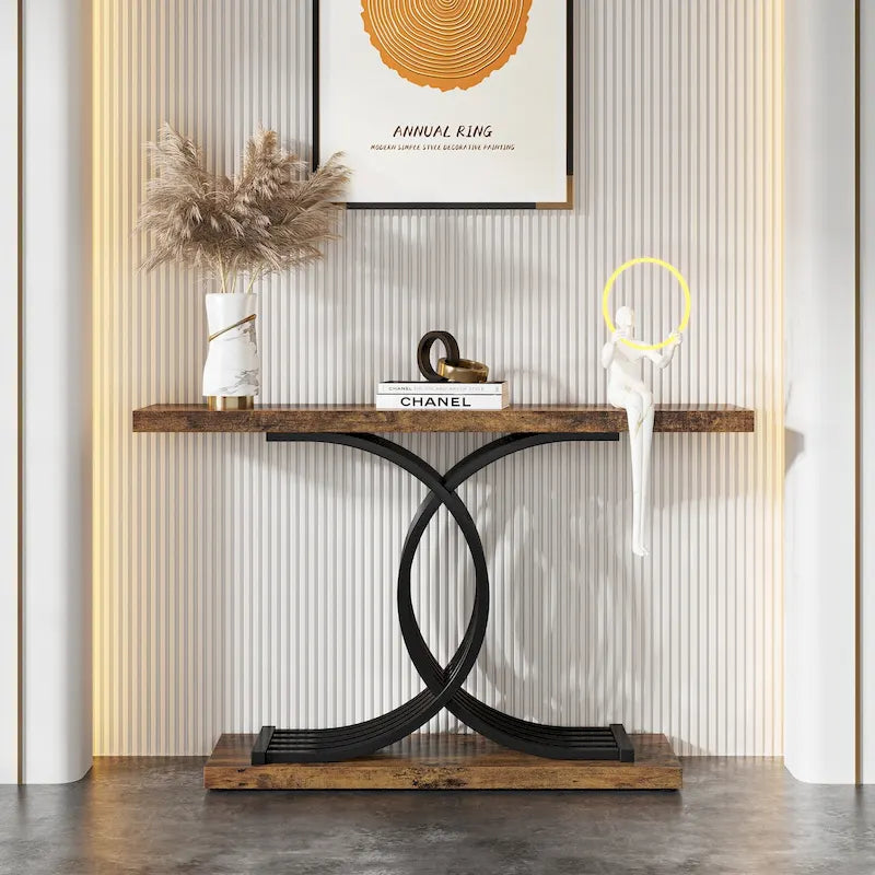 Console moderne, table d'entrée en faux marbre pour couloir