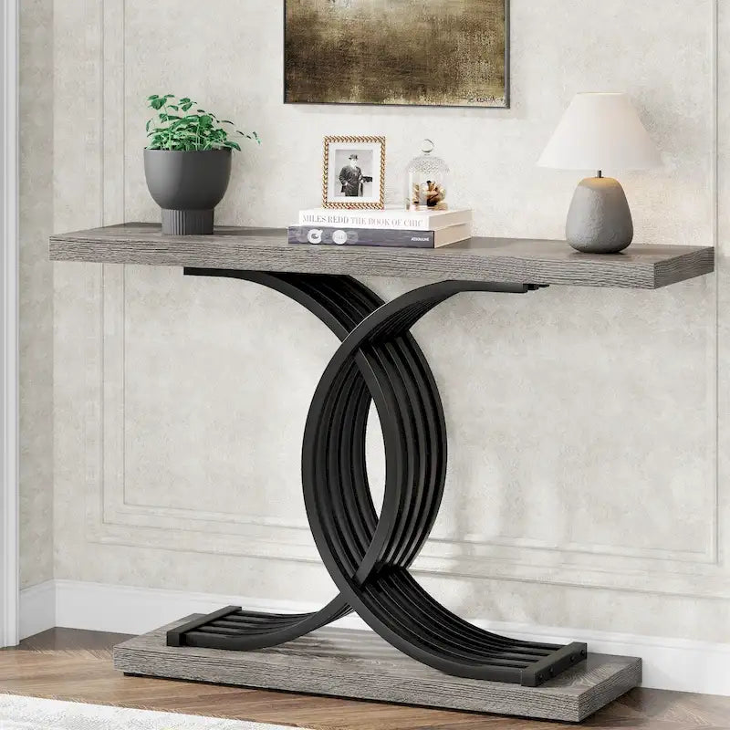 Console moderne, table d'entrée en faux marbre pour couloir