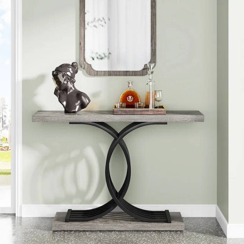 Console moderne, table d'entrée en faux marbre pour couloir