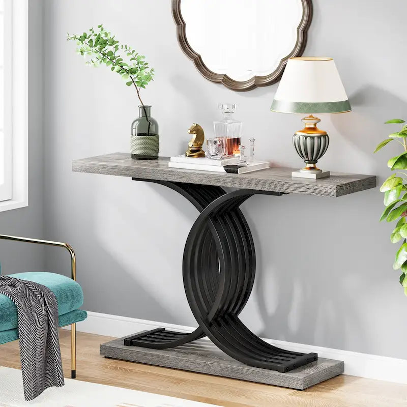 Console moderne, table d'entrée en faux marbre pour couloir