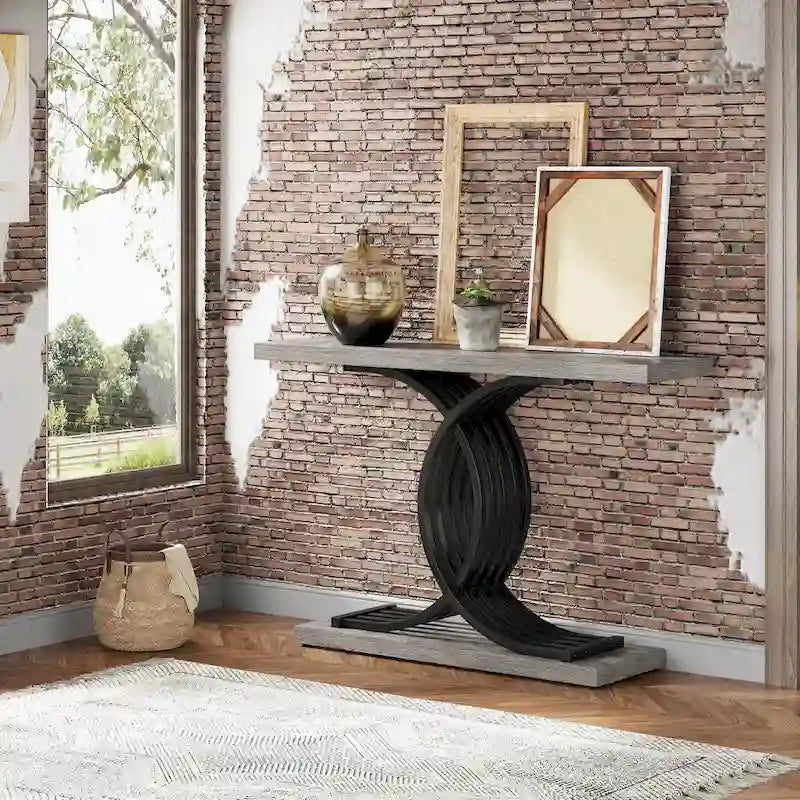 Console moderne, table d'entrée en faux marbre pour couloir