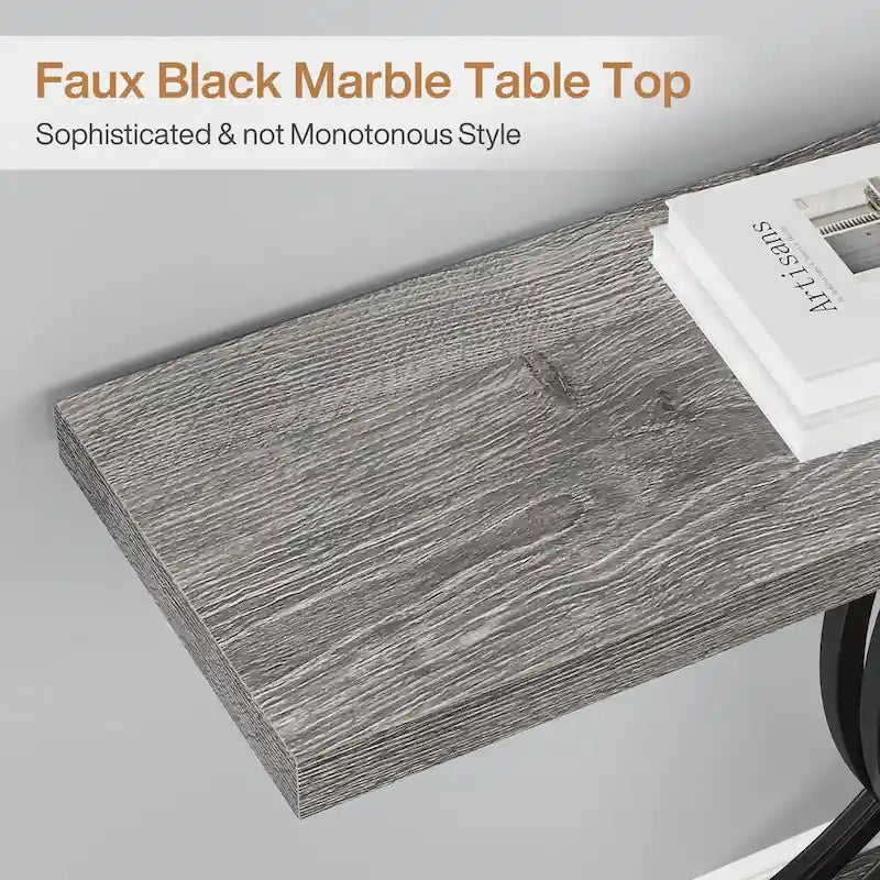 Console moderne, table d'entrée en faux marbre pour couloir