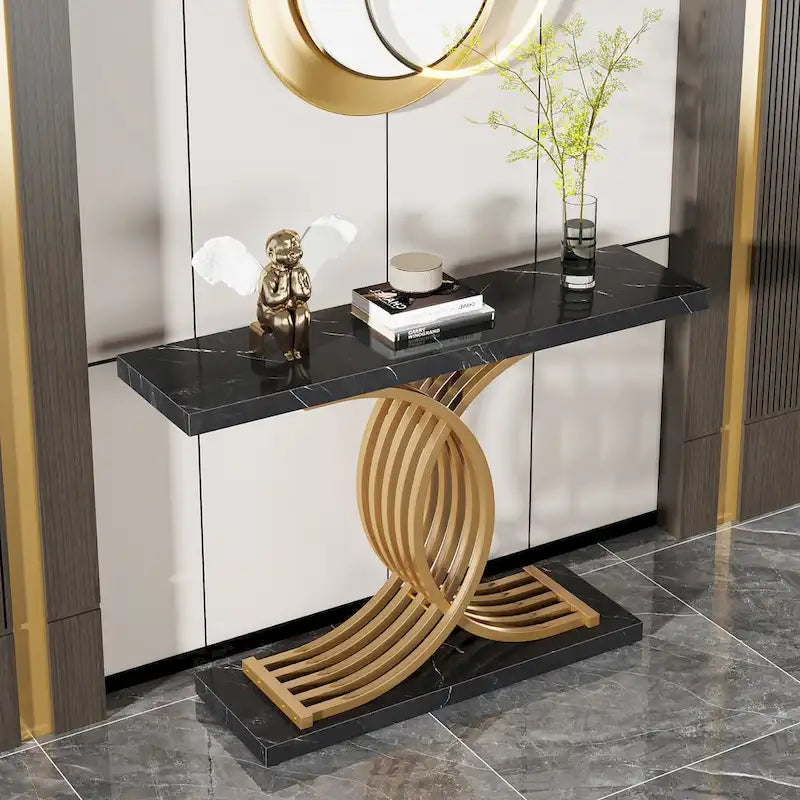 Console moderne, table d'entrée en faux marbre pour couloir
