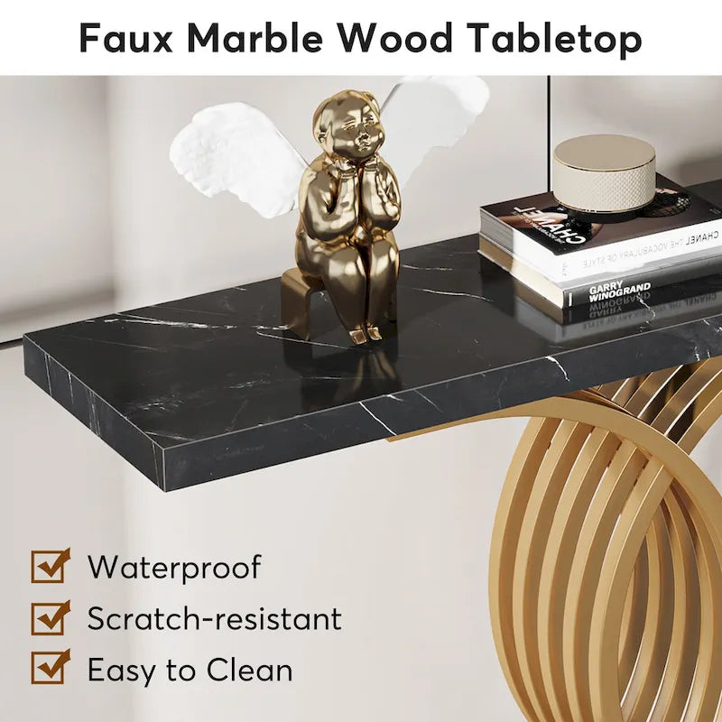 Console moderne, table d'entrée en faux marbre pour couloir