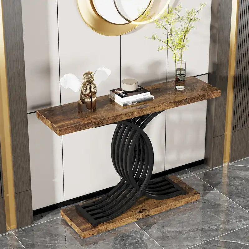 Console moderne, table d'entrée en faux marbre pour couloir