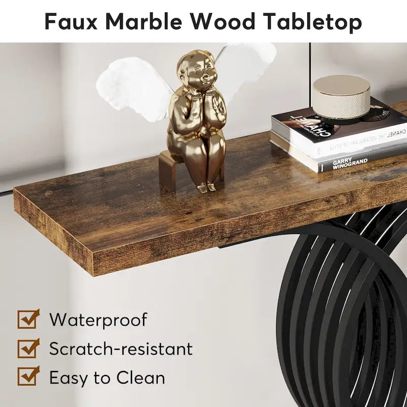 Console moderne, table d'entrée en faux marbre pour couloir
