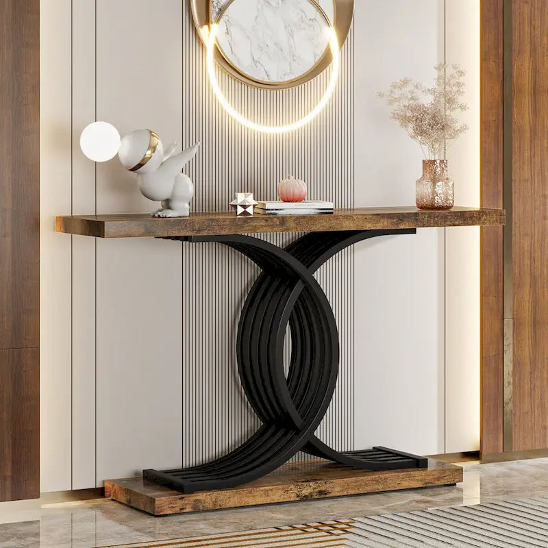 Console moderne, table d'entrée en faux marbre pour couloir