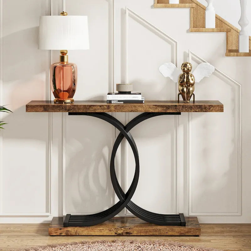 Console moderne, table d'entrée en faux marbre pour couloir
