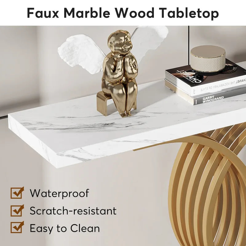 Console moderne, table d'entrée en faux marbre pour couloir