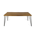 Table de salle à manger en bois d'acacia de 72 pouces - Finition teck + Métal rustique