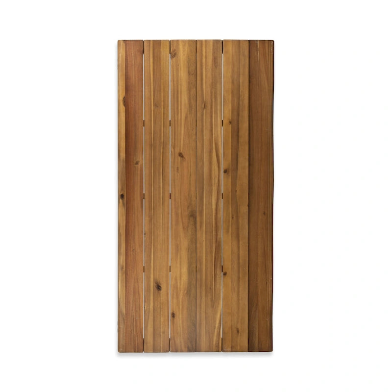 Table de salle à manger en bois d'acacia de 72 pouces - Finition teck + Métal rustique