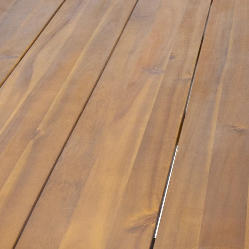 Table de salle à manger en bois d'acacia de 72 pouces - Finition teck + Métal rustique