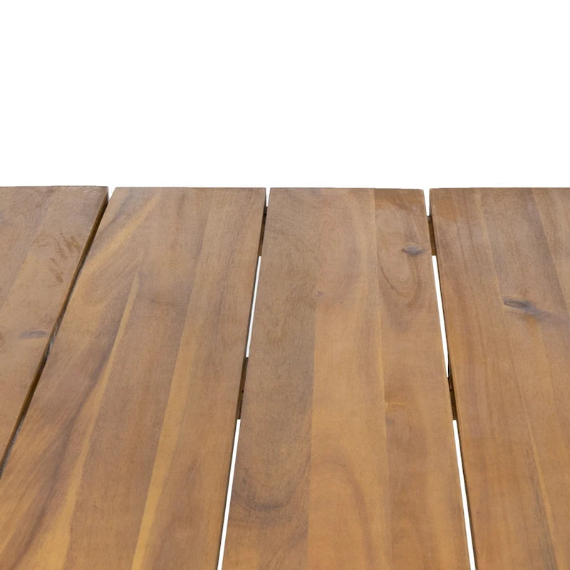 Table de salle à manger en bois d'acacia de 72 pouces - Finition teck + Métal rustique