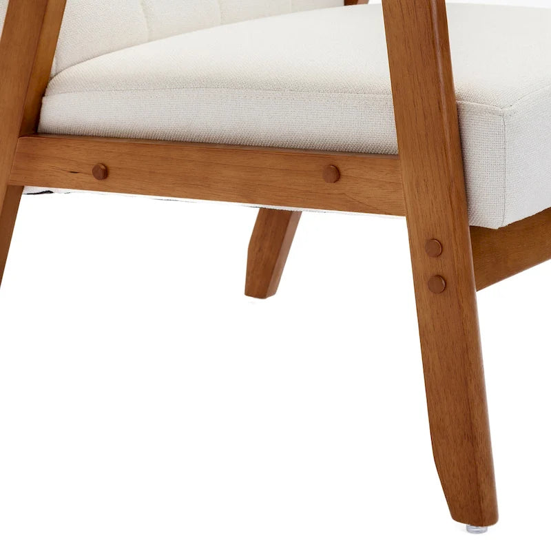 Fauteuil d'appoint décontracté avec accoudoirs et pieds en bois massif, pour le salon