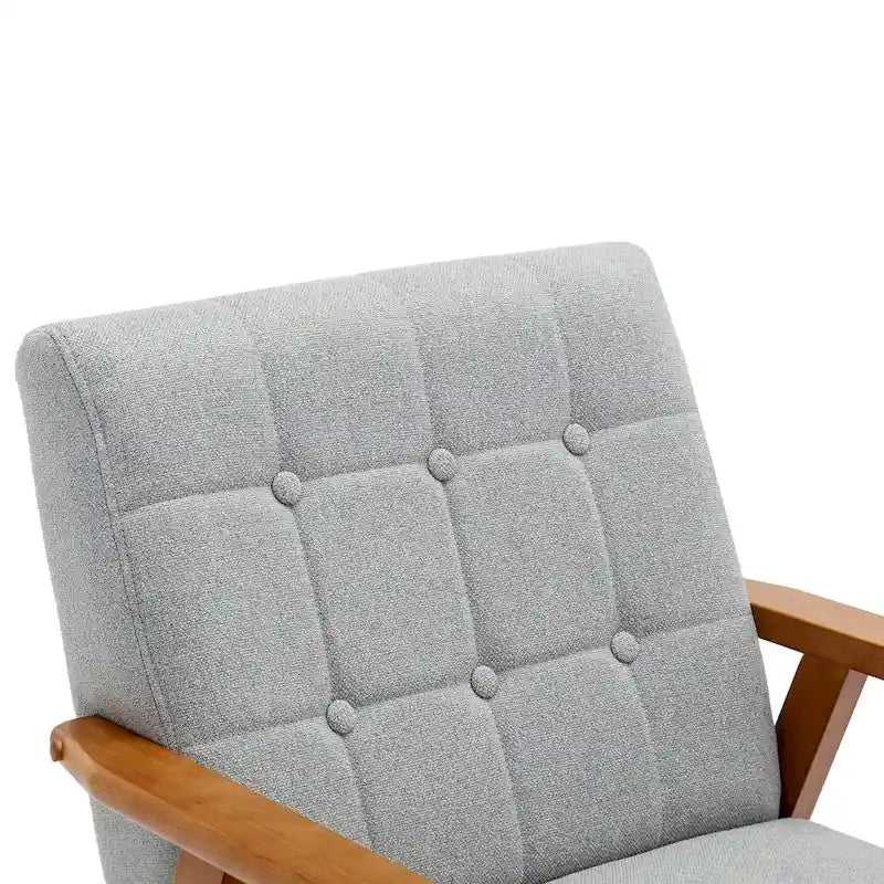 Fauteuil d'appoint décontracté avec accoudoirs et pieds en bois massif, pour le salon