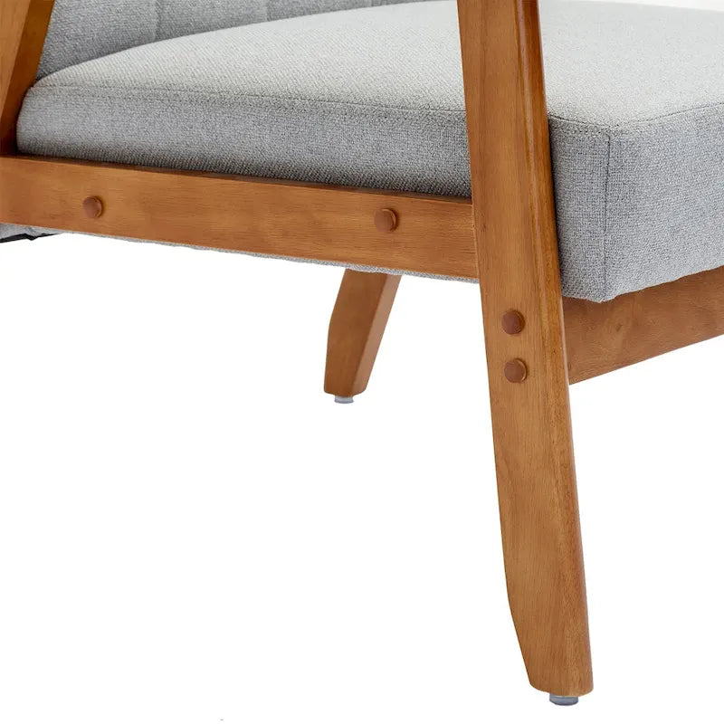 Fauteuil d'appoint décontracté avec accoudoirs et pieds en bois massif, pour le salon