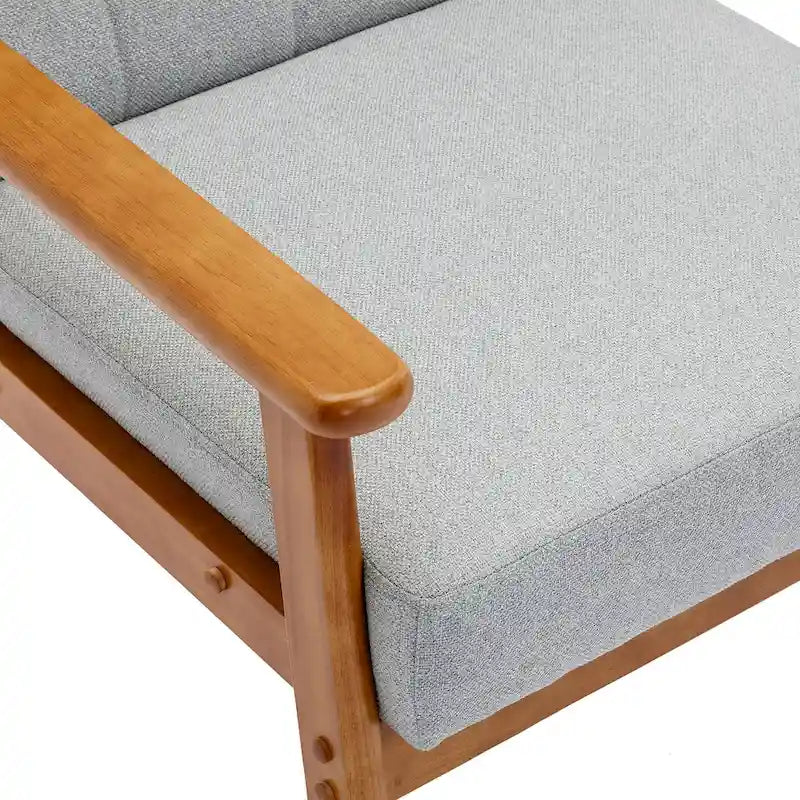 Fauteuil d'appoint décontracté avec accoudoirs et pieds en bois massif, pour le salon