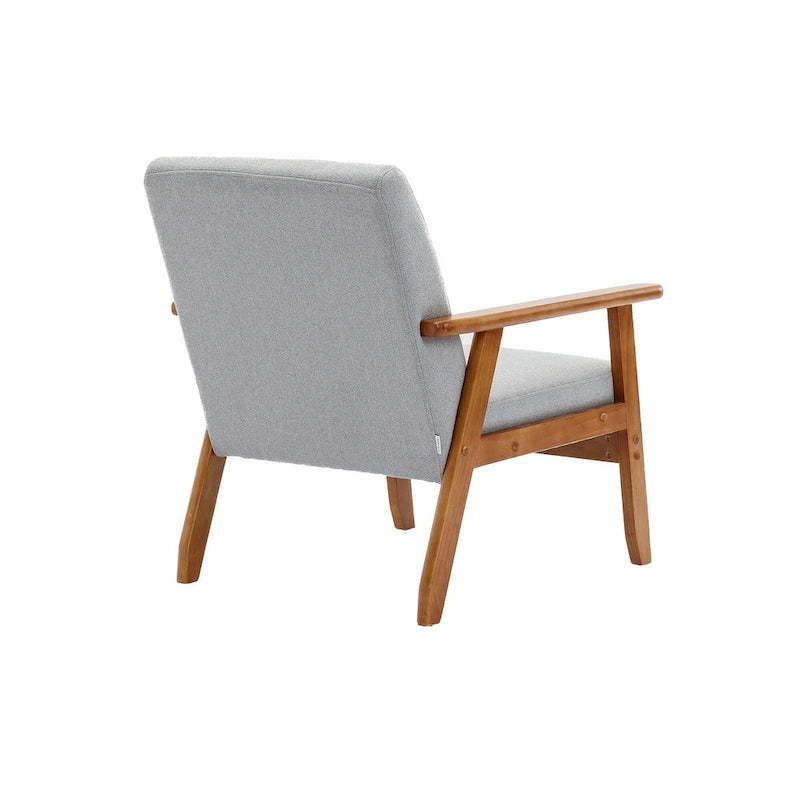 Fauteuil d'appoint décontracté avec accoudoirs et pieds en bois massif, pour le salon