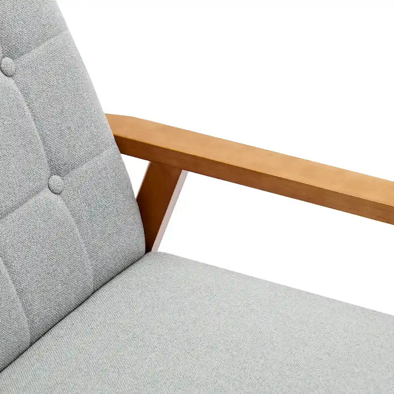 Fauteuil d'appoint décontracté avec accoudoirs et pieds en bois massif, pour le salon