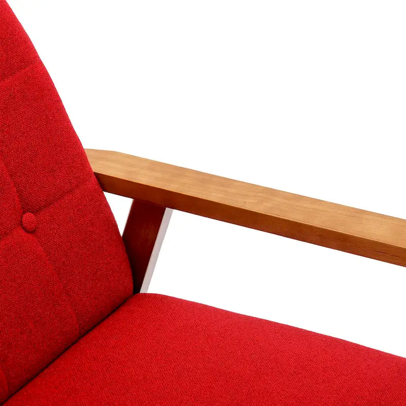 Fauteuil d'appoint décontracté avec accoudoirs et pieds en bois massif, pour le salon