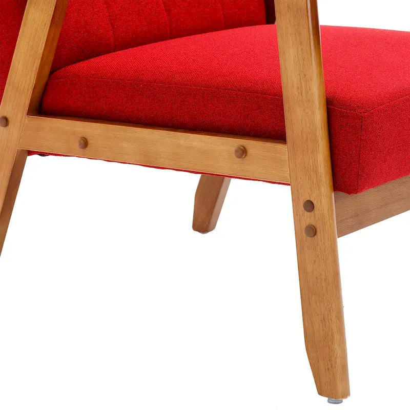 Fauteuil d'appoint décontracté avec accoudoirs et pieds en bois massif, pour le salon