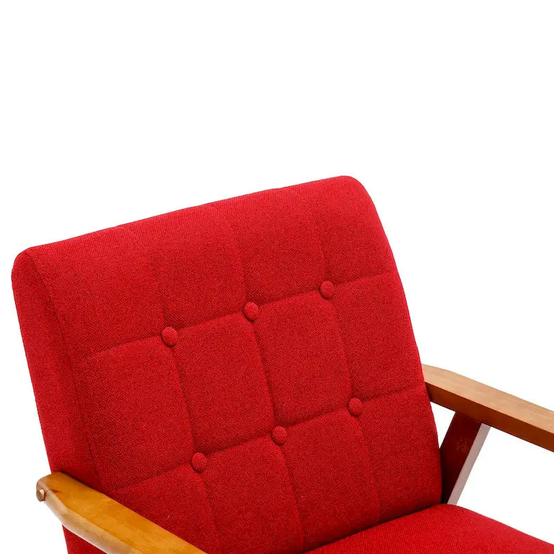Fauteuil d'appoint décontracté avec accoudoirs et pieds en bois massif, pour le salon