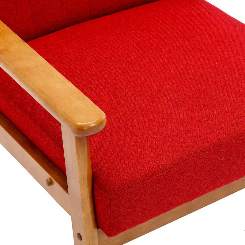 Fauteuil d'appoint décontracté avec accoudoirs et pieds en bois massif, pour le salon
