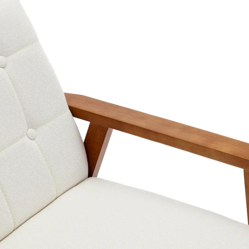 Fauteuil d'appoint décontracté avec accoudoirs et pieds en bois massif, pour le salon