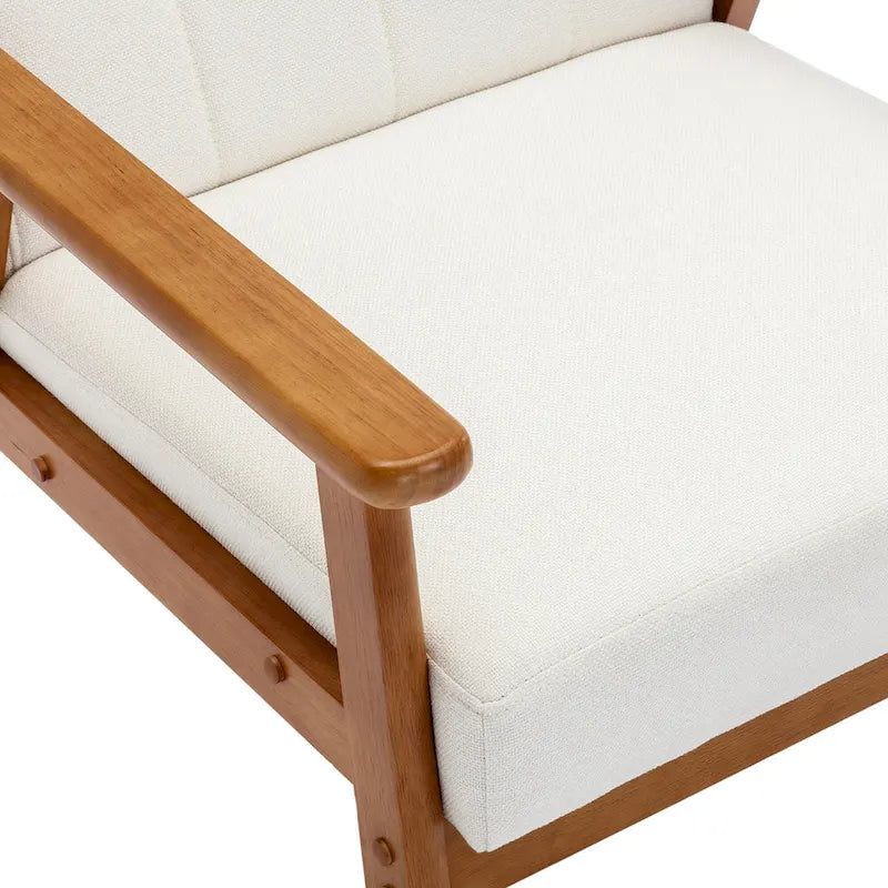 Fauteuil d'appoint décontracté avec accoudoirs et pieds en bois massif, pour le salon