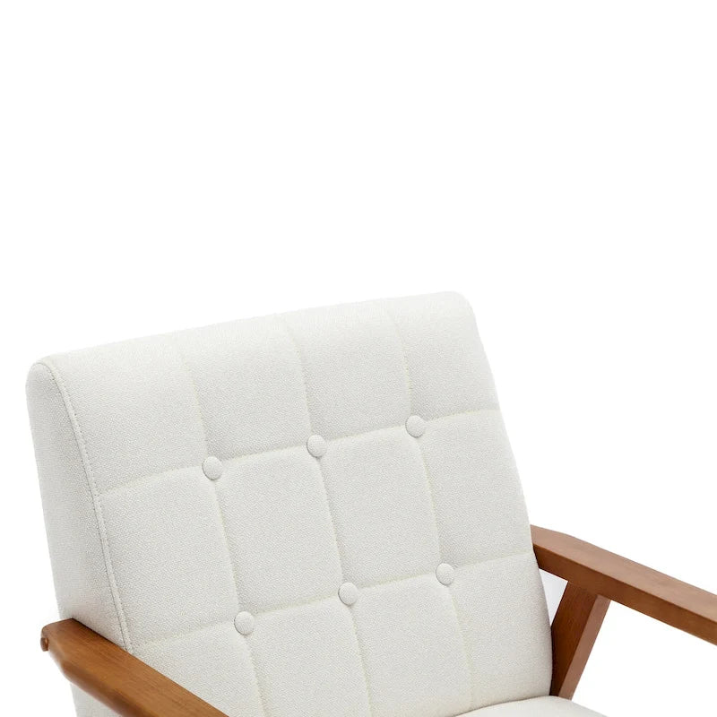 Fauteuil d'appoint décontracté avec accoudoirs et pieds en bois massif, pour le salon