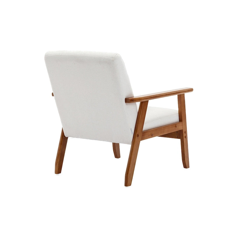 Fauteuil d'appoint décontracté avec accoudoirs et pieds en bois massif, pour le salon