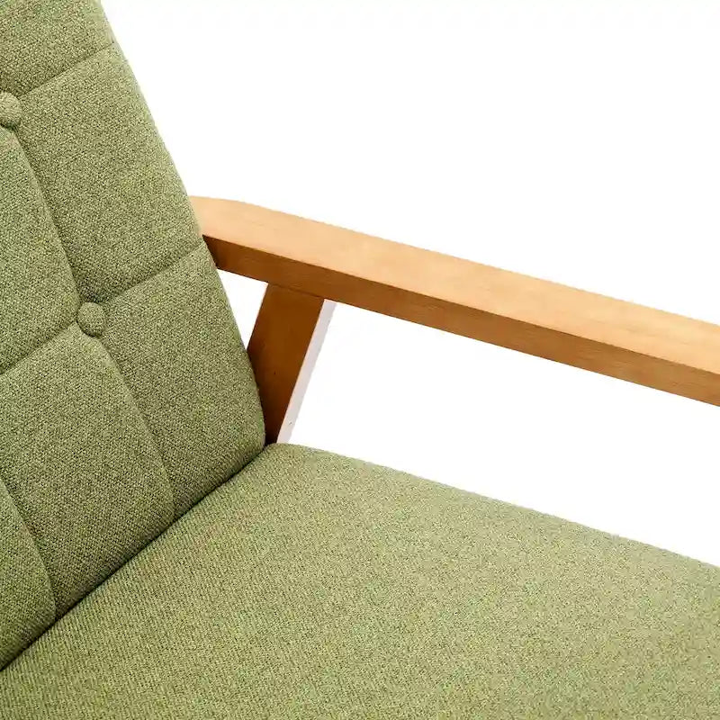 Fauteuil d'appoint décontracté avec accoudoirs et pieds en bois massif, pour le salon