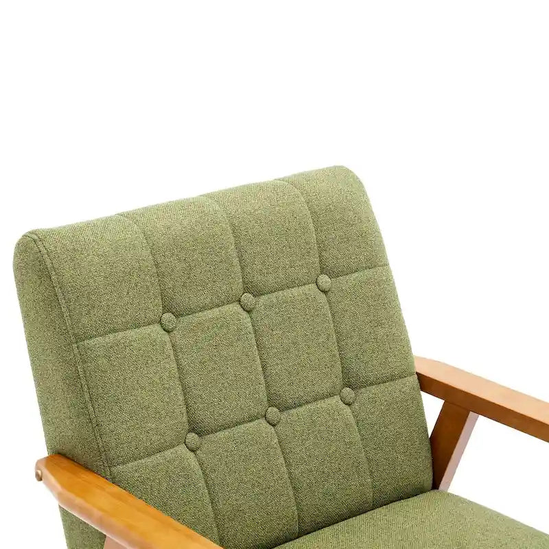 Fauteuil d'appoint décontracté avec accoudoirs et pieds en bois massif, pour le salon