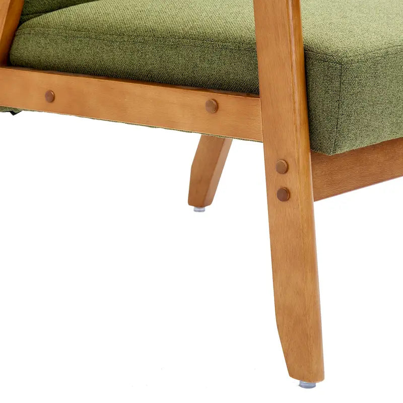 Fauteuil d'appoint décontracté avec accoudoirs et pieds en bois massif, pour le salon